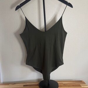 Olive Green Women's Spaghetti Strap bodysuit